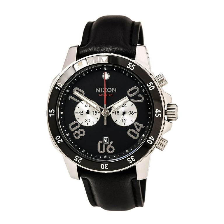 Nixon Men s A940000 Ranger Chrono Black Dial Black Leather Strap Watch Walmart