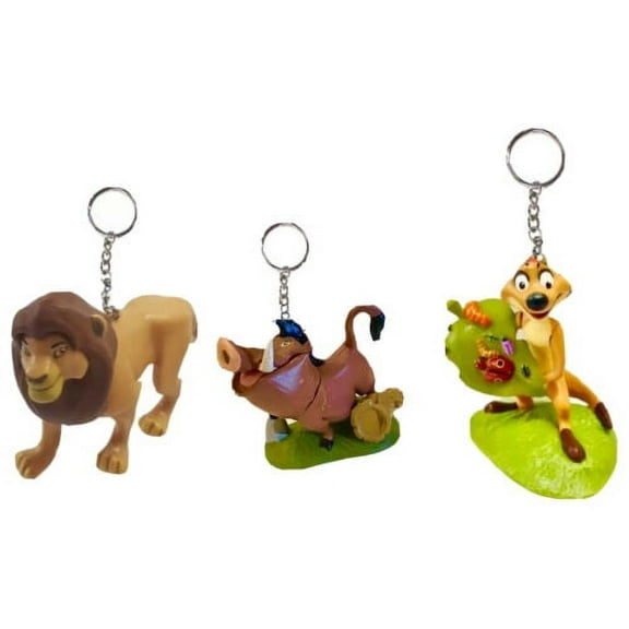 Lion King Adult Simba Timon & Pumbaa Key Ring Keychain Figure Figurine Pvc Charm New