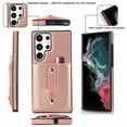 thumbnail image 6 of Designed for Samsung Galaxy S23 Ultra Wallet Case with Adjustable Wrist Strap Kickstand PU Leather Credit Card Holder Heavy Duty Shockproof Hybrid Rugged Protective Cover for Women Men 6.8",Rosegold, 6 of 7