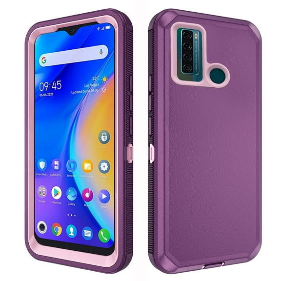 Asuwish Compatible with TCL 20XE 5087Z Phone Case Hybrid Rugged Shockproof Hard Protective Drop Proof Full Body Heavy Duty Mobile Cell Cover for TLC 20 XE TCL20XECase EX Women Men Purple