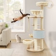 thumbnail image 5 of Dextrus Modern Tall Cat Tree, 66.1 Inches Wood Cat Tower Heavy Duty with Condo, 2 Basket, Scratching Post, Removable Pads, Multi Level for Indoor Large Cats, 5 of 7