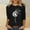 Black, variant on Women's Cute Print T-Shirt 3/4 Sleeve Round Neck Blouse Lightweight Soft Polyester Casual Loose Top for Daily Home Wear