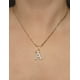 thumbnail image 5 of Cadena y dije de brillos con corona de oro laminado letra A, 5 of 8
