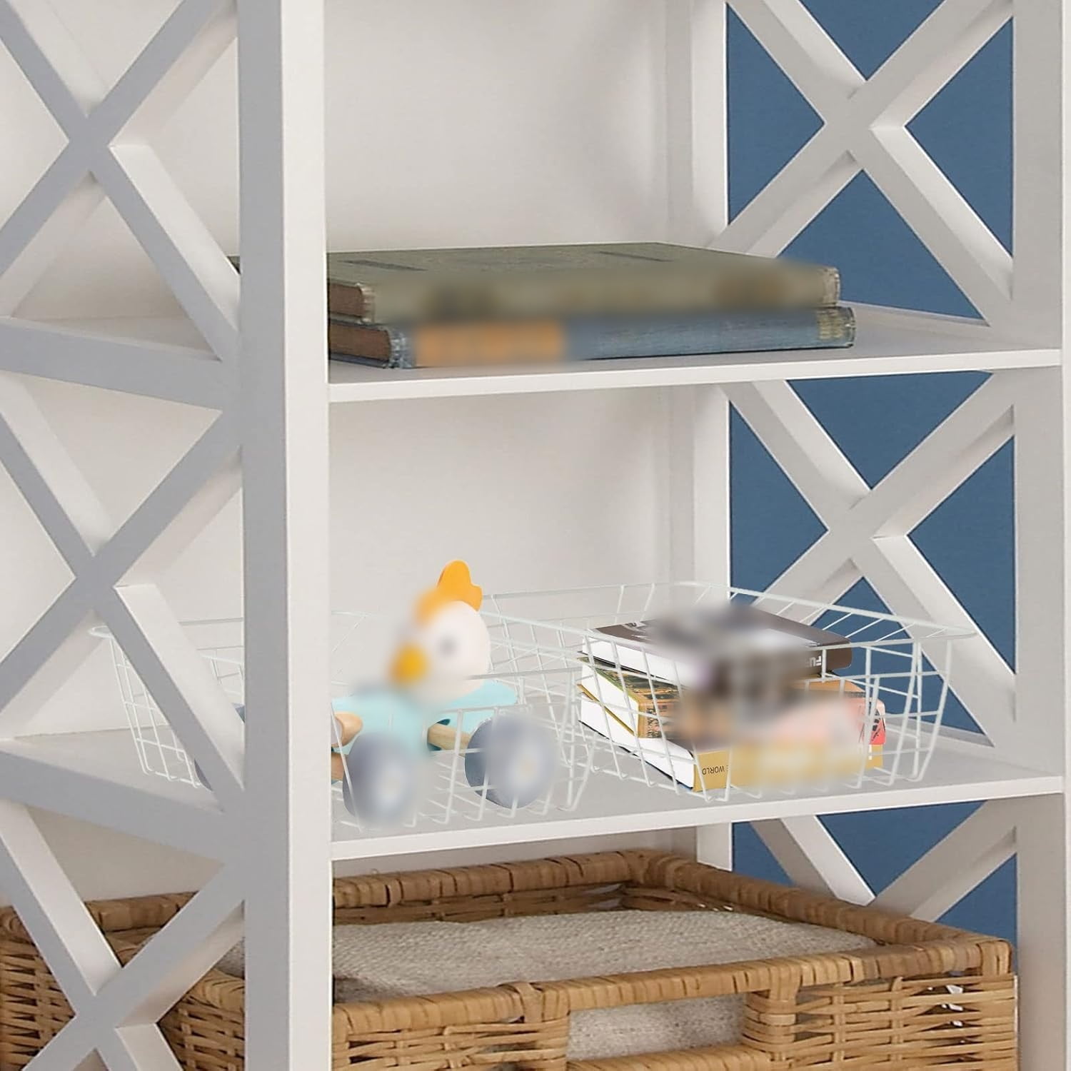 Manss 2 pcs Freezer Storage Baskets, White Wire Storage Bins Small Basket for Freezer, Pantry, Bathroom Organizing,White