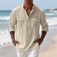 thumbnail image 2 of Kizanda Men Half Button Work Shirt with Chest Pockets Pullover Lightweight Stand Collar Work Comfy Office Shirt Long Sleeve Fall Winter Business Casual Top for Men XL, 2 of 9