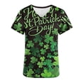 thumbnail image 3 of Fiudx Ofertas Del Día Blusa de Manga Corta con Cuello En V para Mujer, Blusa con Bolsillos Estampados para El Día de San Patricio, Enfermería, 3 of 4