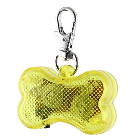 Plastic Id Tags Bone - Pet Plastic Bone Shape 3 Modes Flash Light Pendant Name ID Tag Yellow
