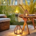 thumbnail image 2 of Nuptio Wood Lanterns Decorative Indoor: Farmhouse Hanging Candle Holder Set of 2 Brown Table Centerpiece Fireplace Mantle Shelf Rustic Home Decor Fall Ornaments, 2 of 7