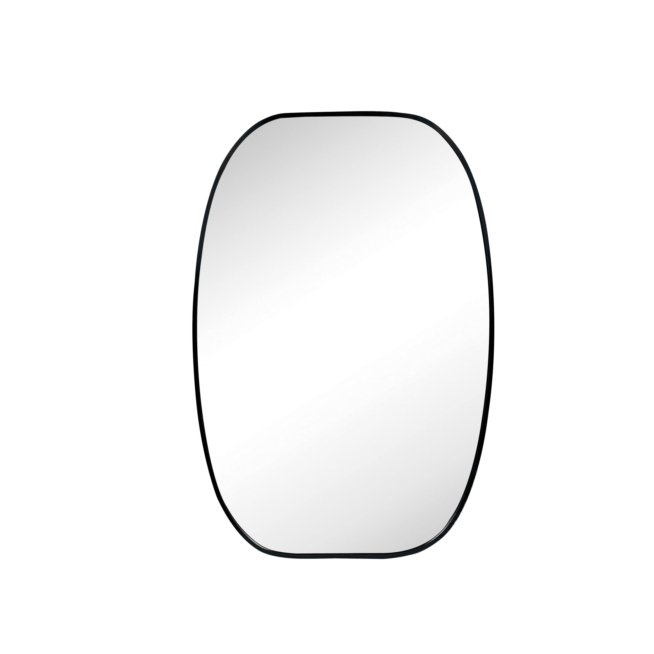 Noble House 20"x30" Unique Metal Framed Oval Wall Mirror, Modern Oblong Vanity Mirror for Bathroom & Entryway, Black
