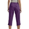 thumbnail image 5 of XAOFW Capri Pants For Women Casual Solid Color Straight Leg Cargo Pants With Button Front For Summer Comfort And Daily Wear Comfortable Bottom XL, 5 of 7