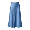 thumbnail image 3 of Womens Elegant High Waist Skirt Solid Satin Dress Elegant Elastic Waist Skirt plus Size Denim Skirt Ruffle Skirt Skirted Leggings for Women Elastic Bed Skirt Mini Jean Skirt Women Skirts Long Girls, 3 of 4
