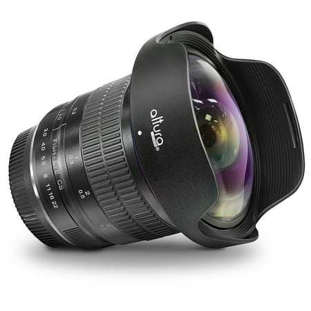 Wide Angle Lens Hood Altura Photo 8MM f/3.0 Fisheye Lens for Nikon DSLR AP-8MN Professional Ultra Wide Angle Aspherical Fixed Lens with Removeable Lens Hood and Protective Carry Case ()