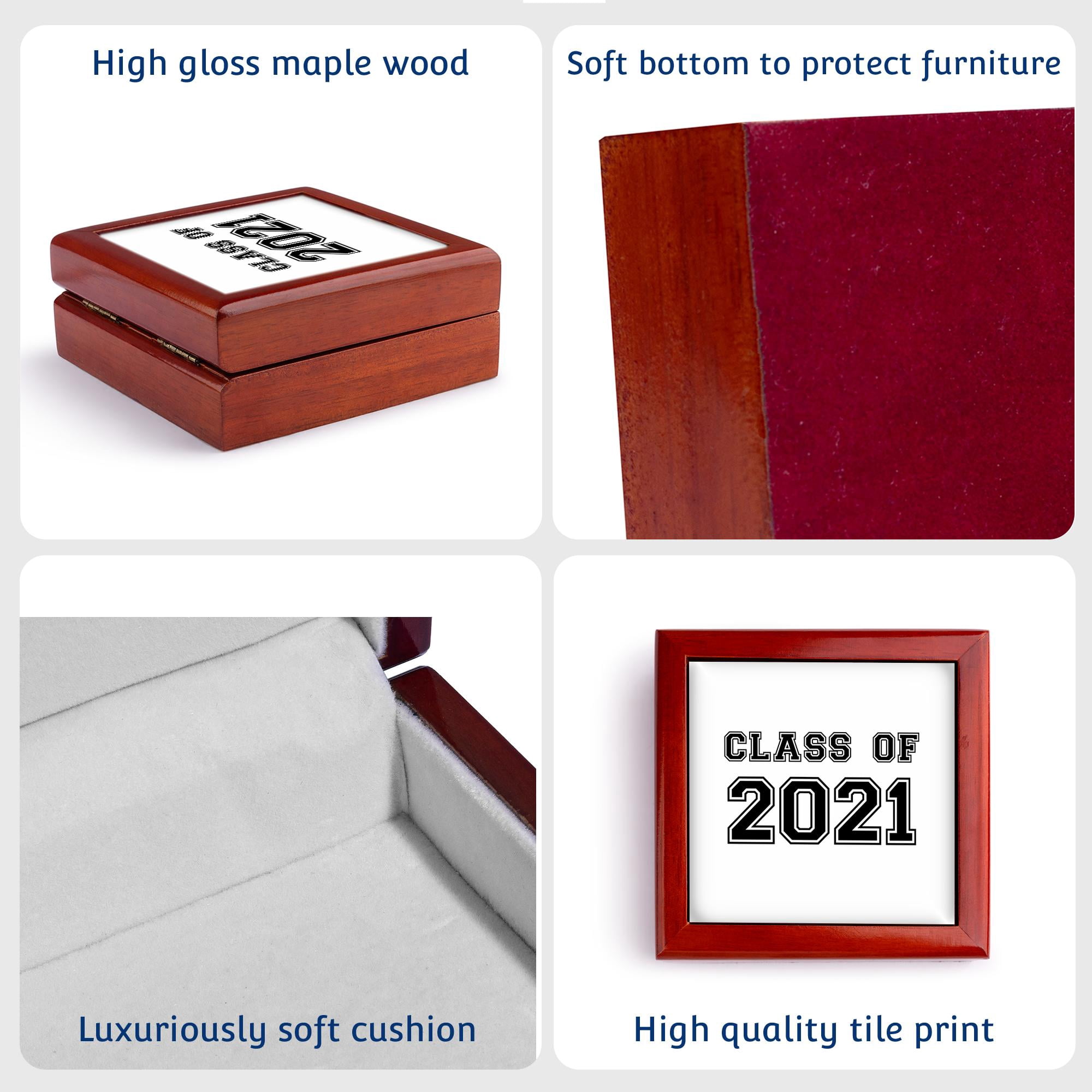3dRose, Class of 2021 - Graduation gift - graduate graduating high school university or college grad black, Jewelry Box 5.5x5.5 inch with 4 inch tile