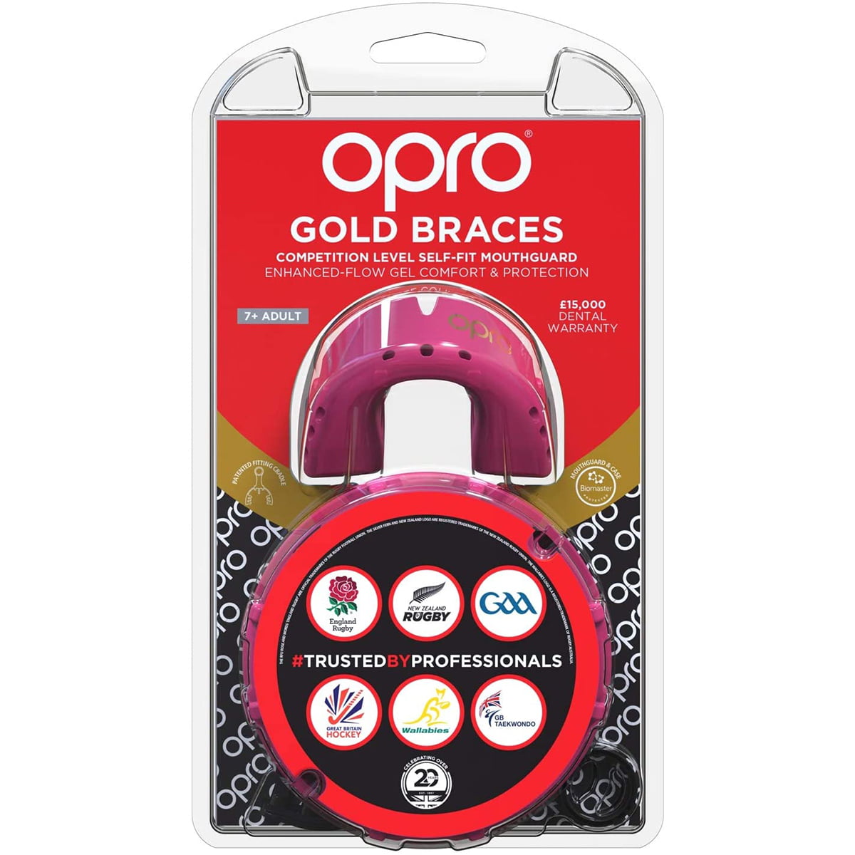 Details about   OPRO Adult Gold Level Self-Fit Antimicrobial Mouthguard for Braces Pink Pearl 
