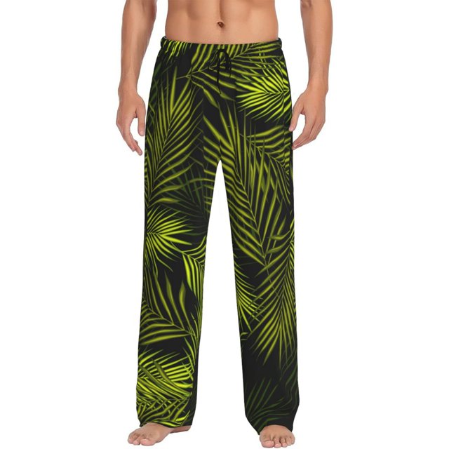 Balery Tropical Palm Leaves Fern Leaf Pantalones de pijama para hombre, pijama ultraligero, pantalón de descanso-X-Large