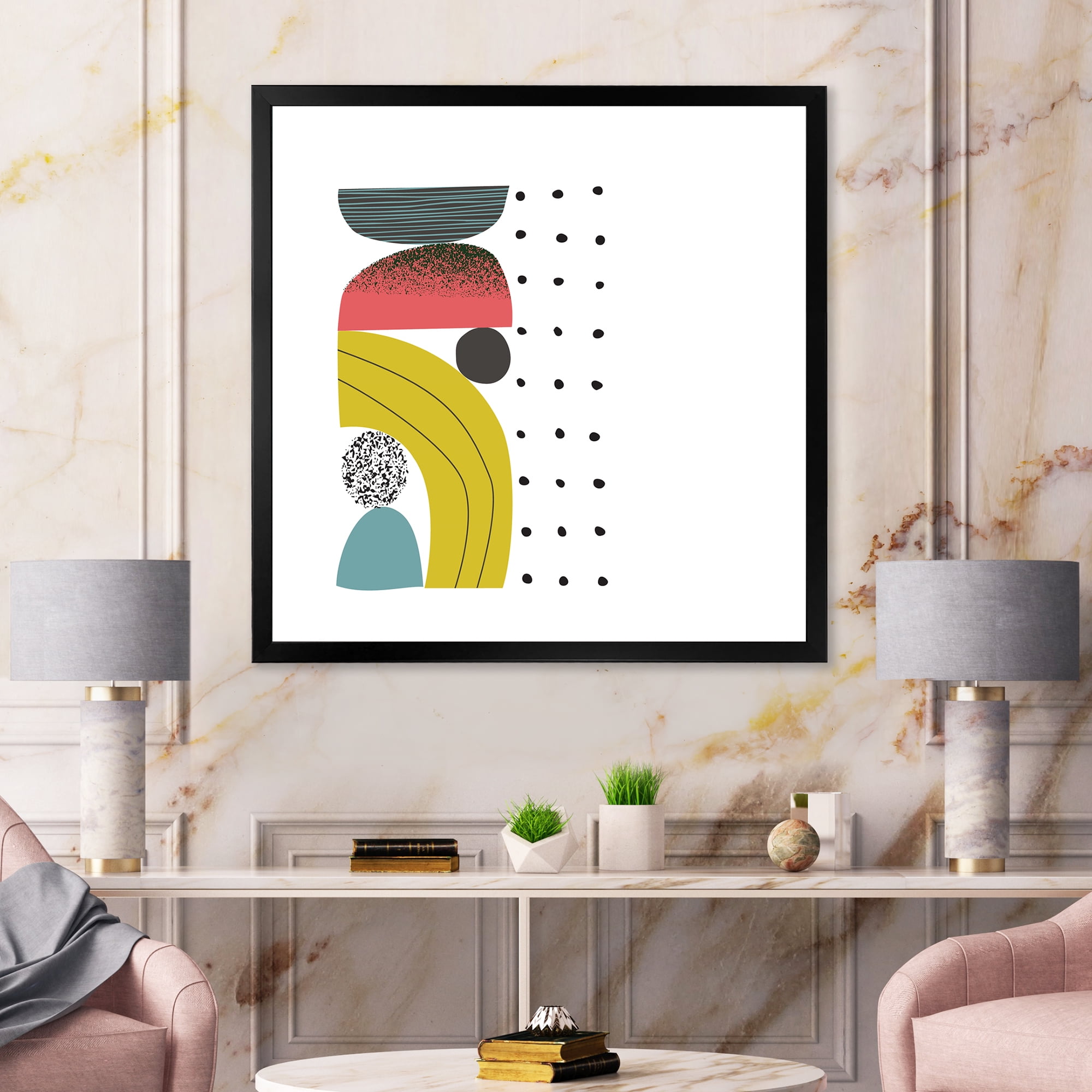 Designart 'Abstract Colorful Geometric Art Collage I' Modern Framed Art Print