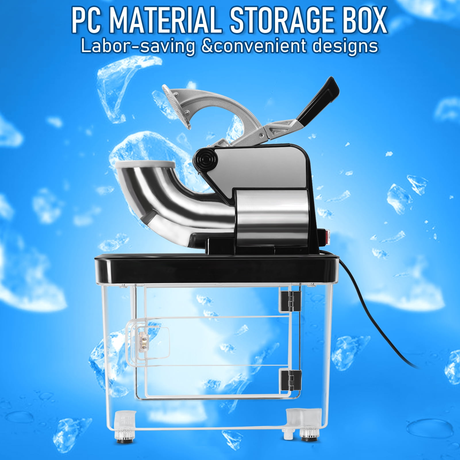 Ltoshu 350W Commercial Ice Crusher (110V) - 300kgs/h High-Speed Shaved Ice Machine with Dual Blades, Stainless Steel Body & Waterproof Switch for Family/Restaurants/Bars (US Plug)