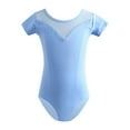 thumbnail image 2 of Gelikeya Leotards for Girls Gymnastics Short Sleeve Ballet Leotard Kids Sportswear Dancewear Bodysuit (A02 Blue, 14-15 Years), 2 of 3