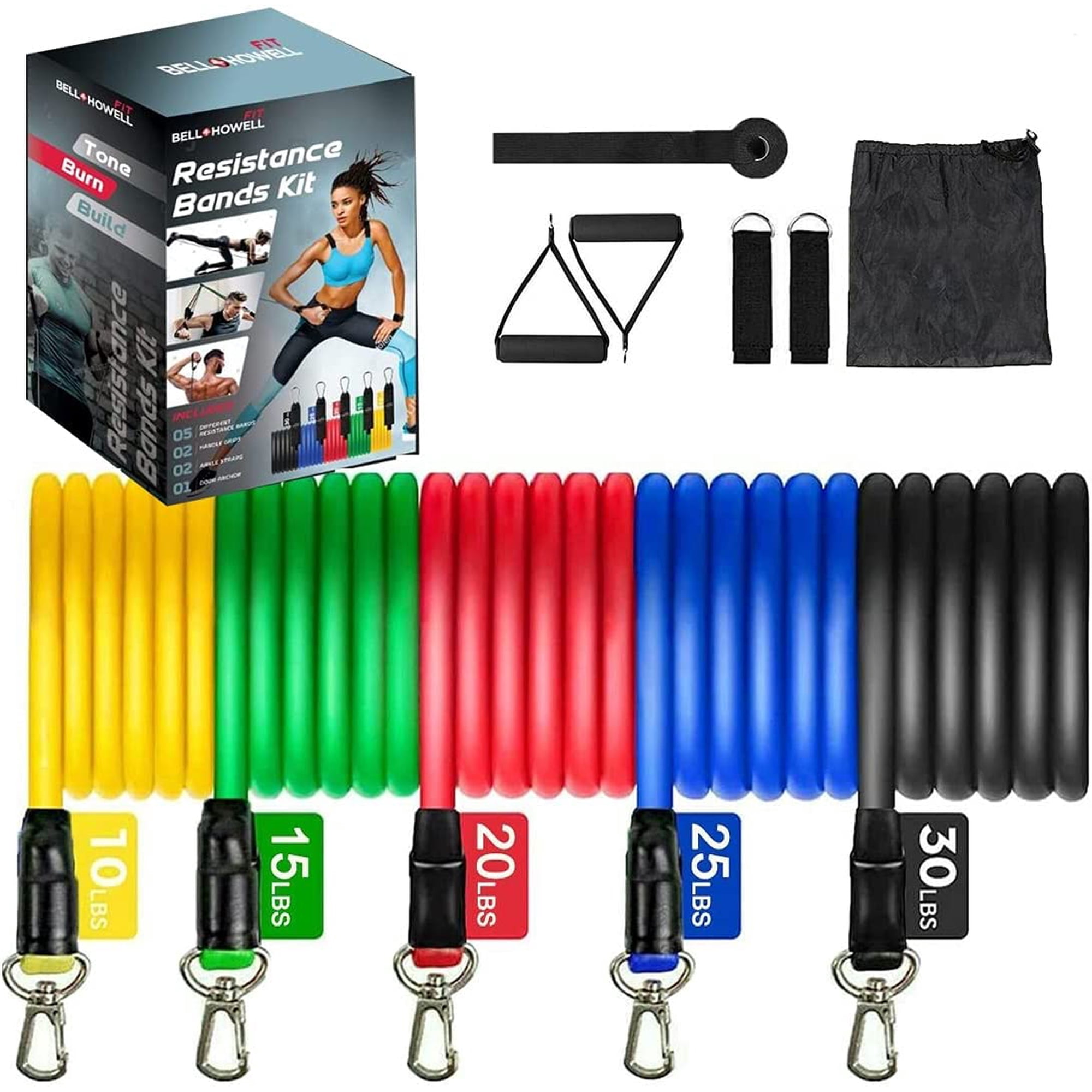 Resistance Bands Set-Exercise Bands, Workout Bands-5 Level Fitness Bands with 4 Resistance Loops Handles As Seen On TV