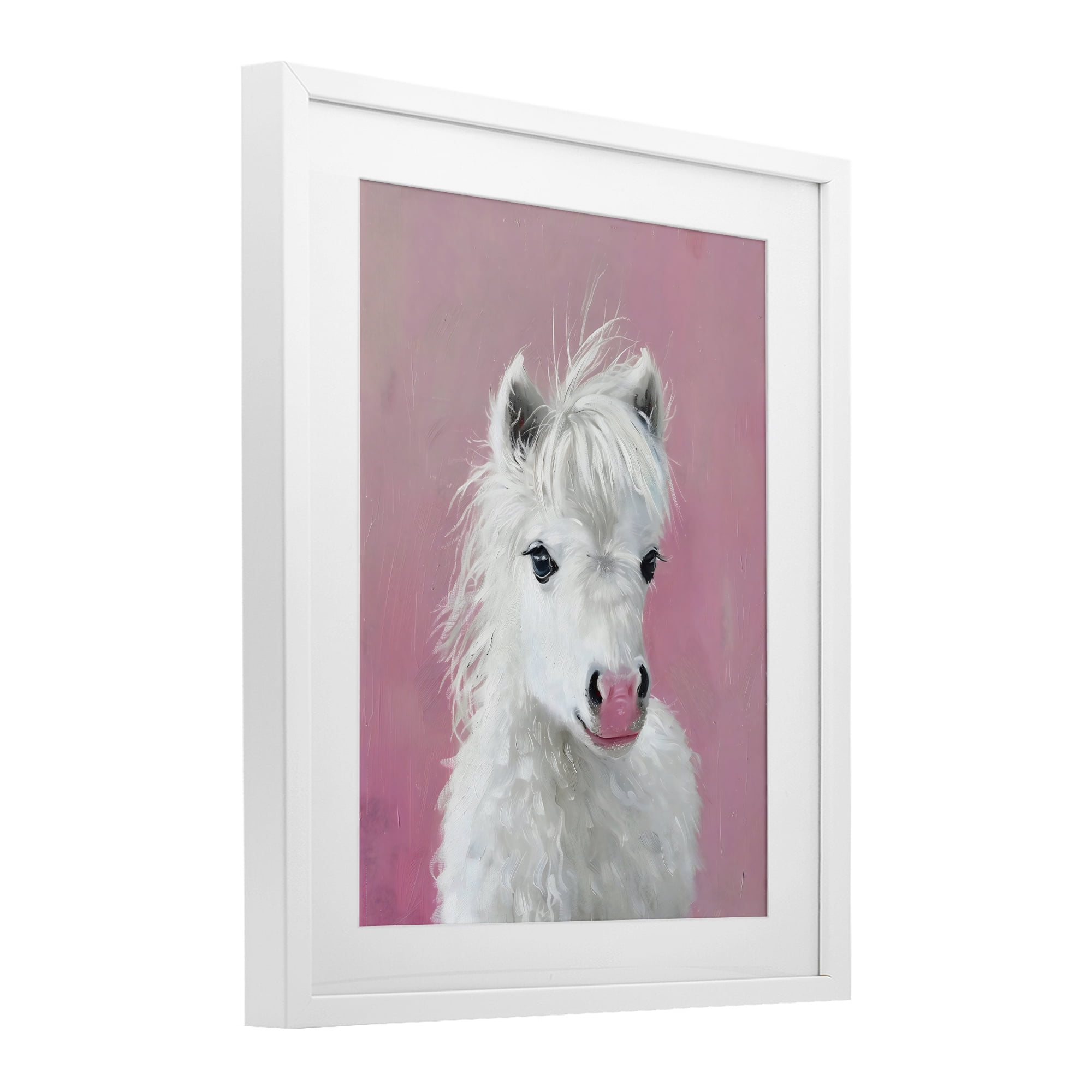 Stupell Industries Gentle White Pony White Framed Print Under Glass, design by The Prints Vibe
