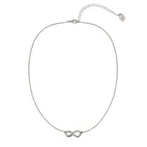 Time and Tru Adult Women's Silver Tone Infinity Crystal Metal Pendant Necklace