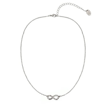 Time and Tru Adult Women's Silver Tone Infinity Crystal Metal Pendant Necklace