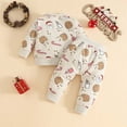 thumbnail image 4 of Ulanda Toddler Baby Boy Christmas Outfits Long Sleeve Santa Claus Print Pullover Sweatshirt Joggers Pants Fall Winter Clothes (Beige, 18-24 Months), 4 of 6