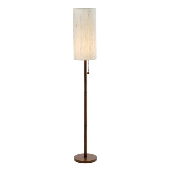 Adesso® Hamptons Floor Lamp, 65"H, Beige Shade/Walnut Base