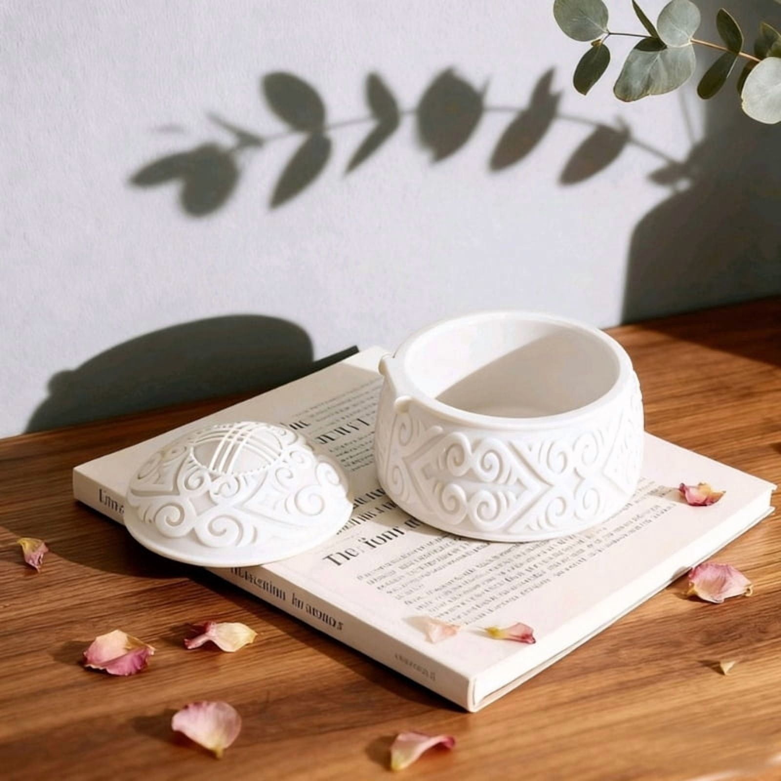 Embossed Resin Jar Molds with Lid Silicone Candle Cup Mould for Epoxy Resin Candle Holder Storage Jar Chocolate Baking