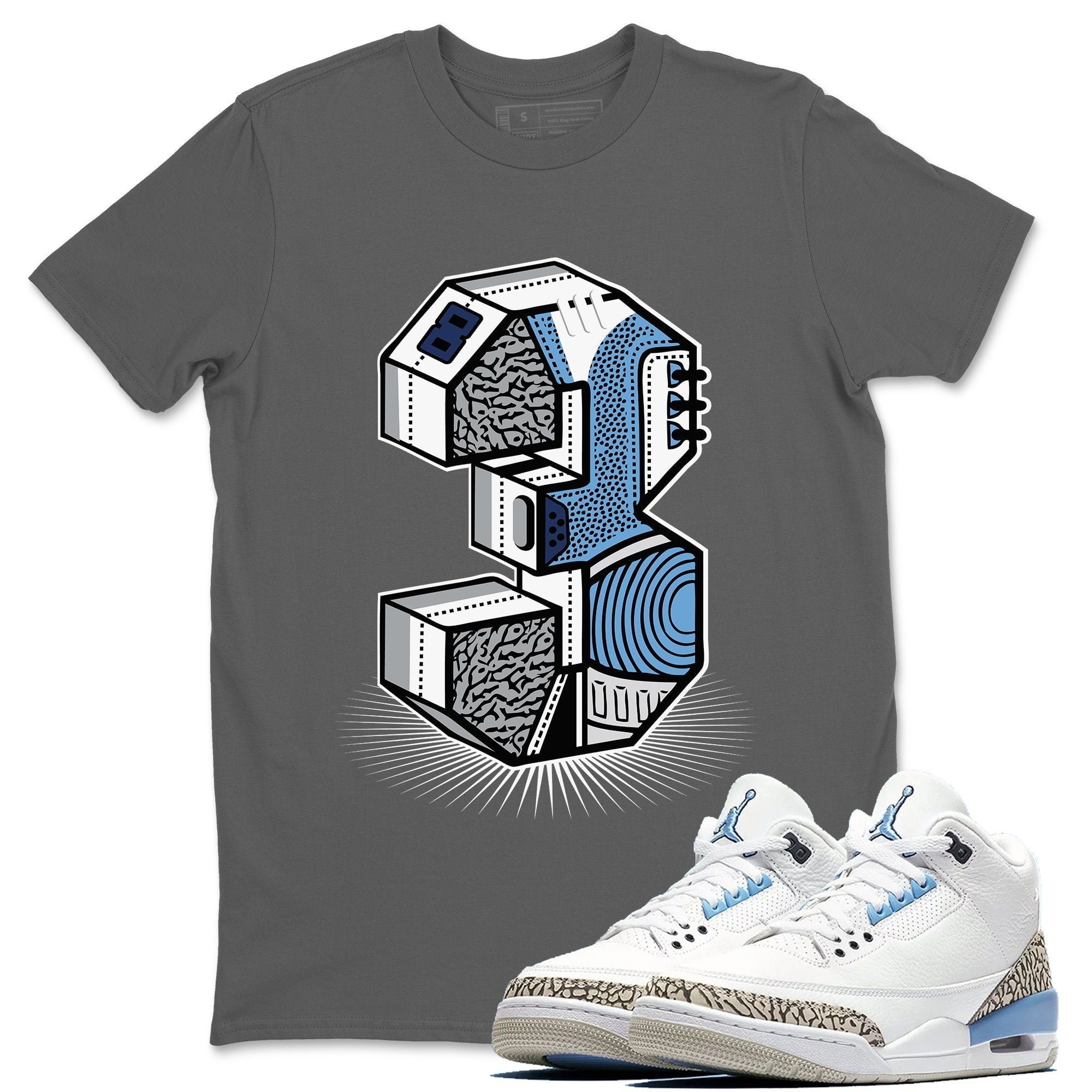 Three Statue Cool Grey T-Shirt Jordan Valor Blue UNC Sneaker