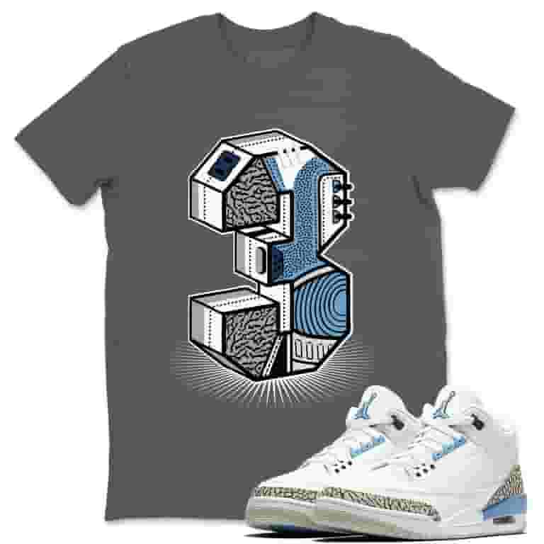 Three Statue Cool Grey T-Shirt Jordan Valor Blue UNC Sneaker