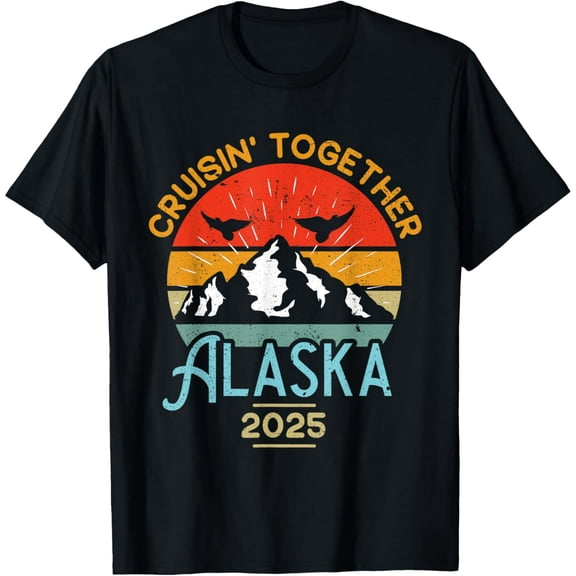 Retro Alaska Cruise 2025 Group Vacation Men Women Short Sleeve T-Shirt
