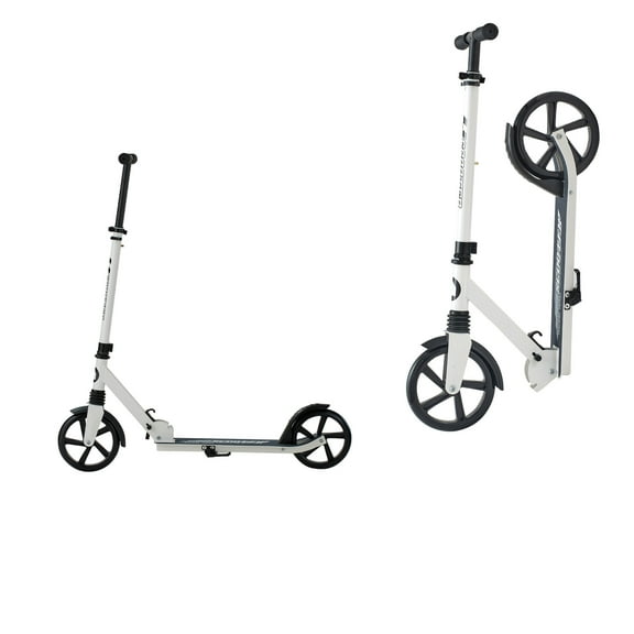 KFFKFF Kick Scooter for Kids 8 , Teens, and Adults, 2-Wheel Scooter with Adjustable Handlebar, Sturdy Non-Slip Deck, Foldable Design, Lightweight for Boys and Girls up to 220 lbs, White and Black