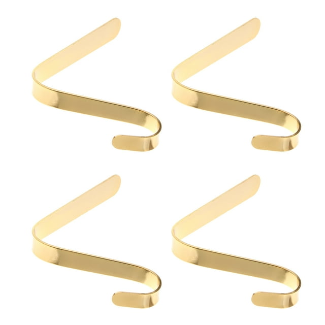 WEUVEB 4Pcs Mantel Hangers Zinc Alloy Simple Design Stocking Hooks for Mantle Use