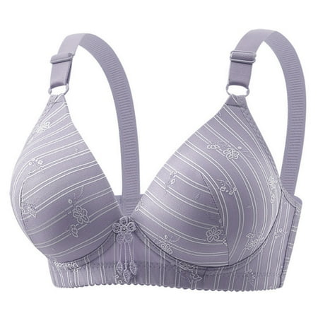 Wireless Bras Plus Size  Xunlbb Women s Non-steel Lace Stitching Comfortable And Breathable Gathered Adjustable Bra Underwear(Purple 38)