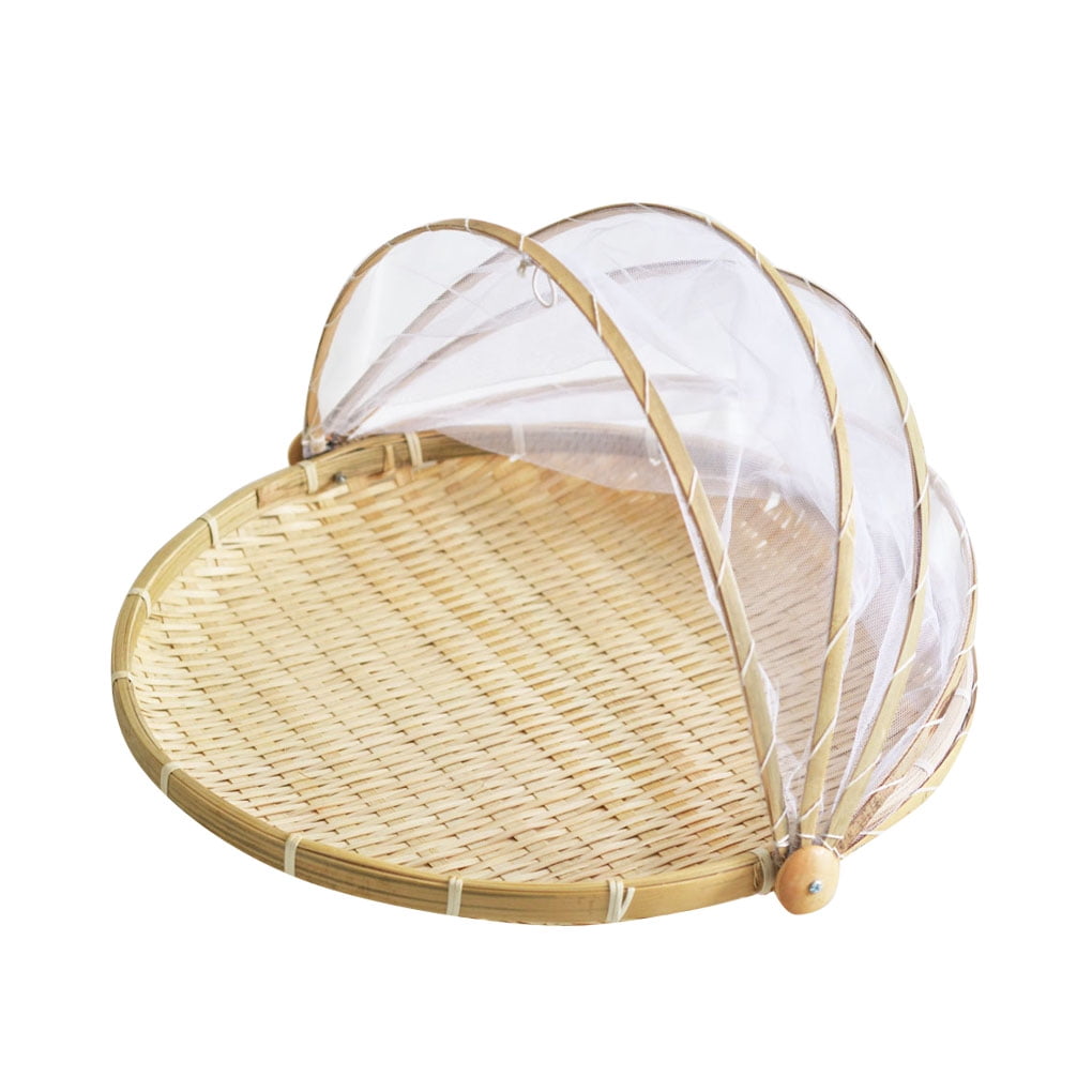 Pest Control Hand-woven Insect-proof Basket With Gauze Dust-proof Basket Fruit Cover Picnic Basket kapokilly Handmade Bamboo Storage Basket Dustproof. 