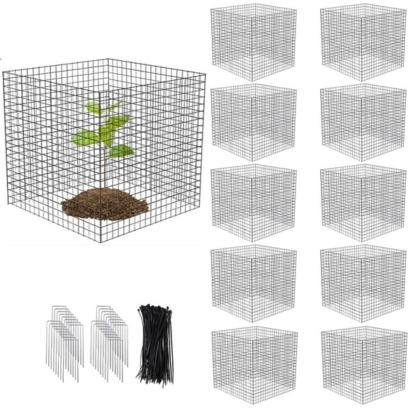 Small Wire Plant Protectors, 10 Pack 12" Square Plant Protectors from Animals Mesh Plant Cage Chicken Wire Cover for Protect Plants, Garden,Shrubs and Vegetables from Animals