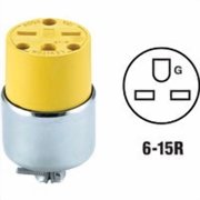 Leviton 000-615CA 15A 250V Com Grade Straight Blade Armored Connector