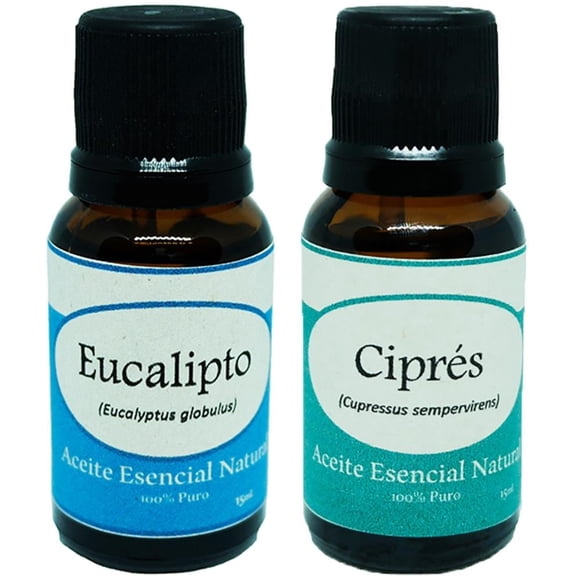 Pack de 2 aceites esenciales naturales Krisamex eucalipto y cipres 15 ml c/u