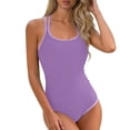 thumbnail image 2 of Traje de baño de una pieza para mujer Traje de baño de una pieza de color sólido para mujer Traje de baño de bikini de moda con cuello en V Traje de baño de moda de playa para mujer Trajes de baño de, 2 of 9