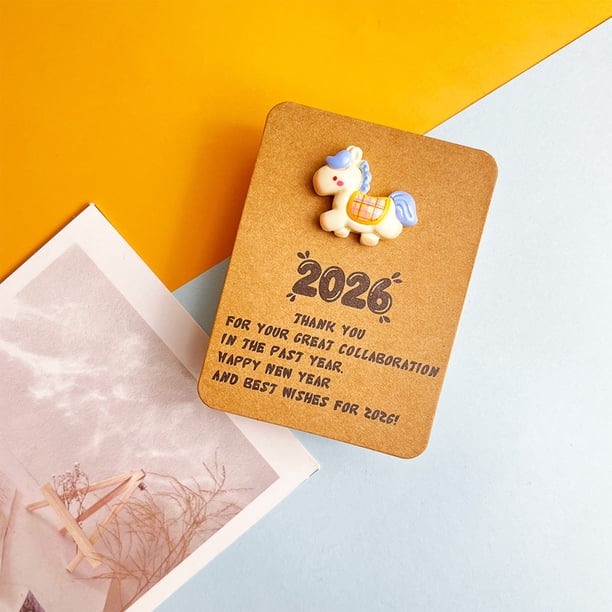 Tarjeta de Bolsillo de Resina Del Año Del Caballo 2026, Tarjeta de Regalo de Agradecimiento a Los Empleados.