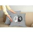 thumbnail image 2 of Ambesonne Cat Throw Pillow Cover 2 Pack, Couple Fishbone, 24", Black White Grey, 2 of 5
