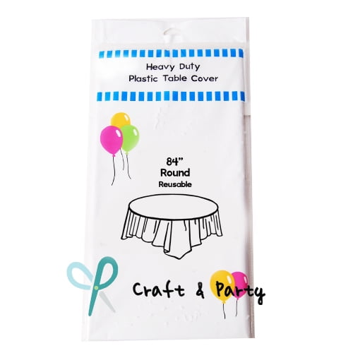 (12 Pack) White Premium Round HeavyDuty Plastic Table Covers (Reusable