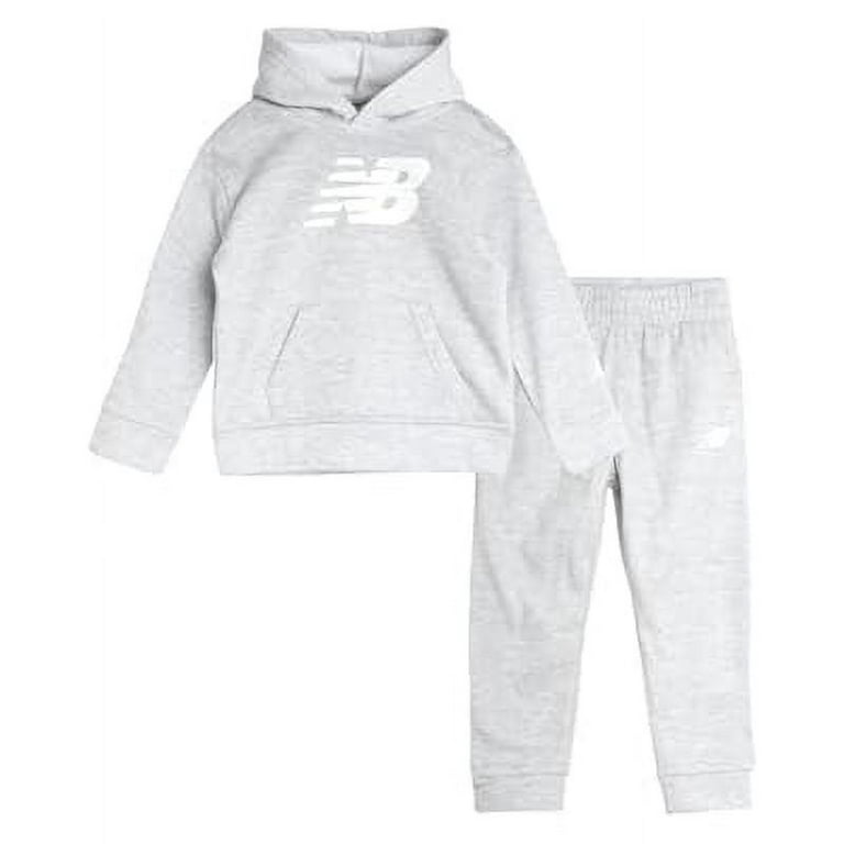 New Balance GREY HEATHER Boys Fleece Hoodie Tee Joggers 3pc Set US 5 6