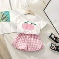 thumbnail image 2 of Caqnni Toddler Baby Girl Summer Short Clothes Ribbed Ruffle Sleeve Tops+Elastic Drawstring Short Shorts Two Piece Solid Outfit Set Short T-shirt Sets Pink 6-12 Months, 2 of 4