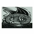 thumbnail image 1 of Dragon Cutting Board, Shadded Skin Dragon Curled up Under Long Wings Digital Sketch Illustration, Decorative Tempered Glass Cutting and Serving Board, Small Size, Black and White, by Ambesonne, 1 of 1