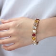 thumbnail image 1 of Pulsera elástica con diamantes de imitación facetados, pulsera de textura de fundición fundida de lujo con piedras preciosas de colores para mujer 2 piezas, 1 of 5