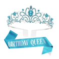 thumbnail image 2 of Juego de suministros para fiestas de reina de cumpleaños Gloria adornos brillantes para regalos de niños Azul, 2 of 7