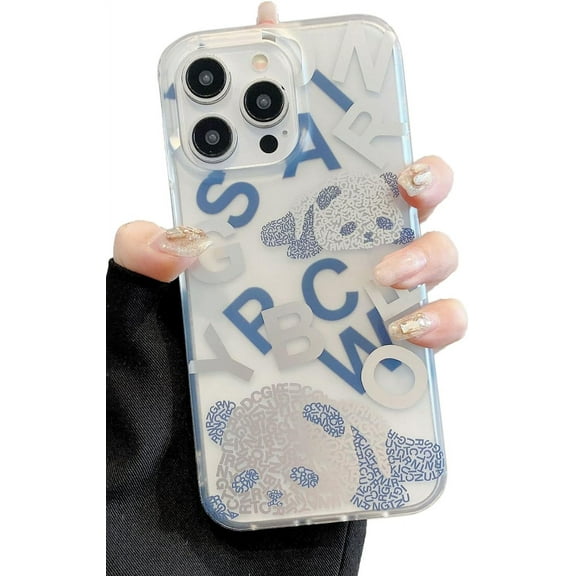 Creative Letter Sleepy Panda Soft for iPhone Case (Blue,iPhone 13 Pro Max)