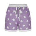 thumbnail image 3 of Pajama Shorts Women, Audhol Women's Fashion Casual Star Pattern Print Casual Elastic Waist Shorts Sleep Shorts Women Purple XL, 3 of 4
